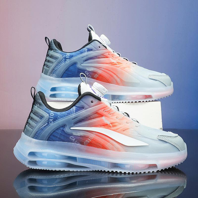 Rotating button men's shoes spring 2025 air cushion shock absorption junior high school students sports shoes teenagers older children running dad s