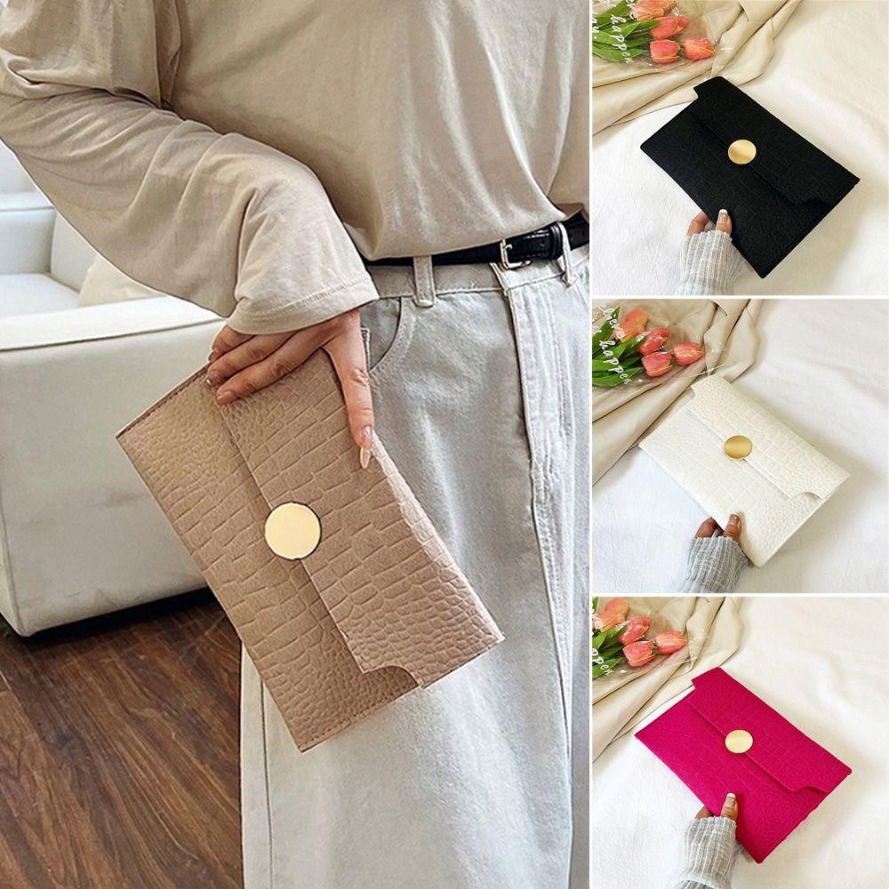 

Minimalism Handheld Bags Felt Indentation Envelope Bags Casual Handbag Women чорний
