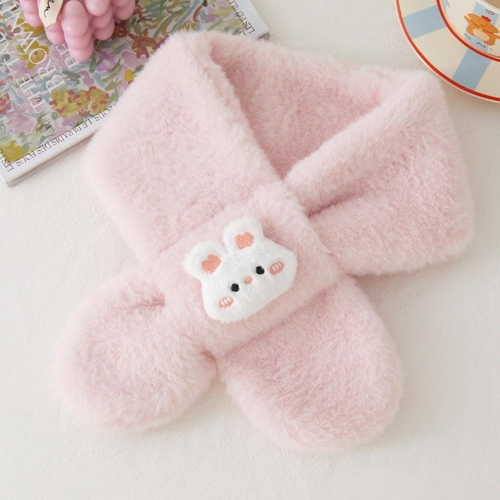 Cartoon Rabbit Girls Winter Scarfs Solid Color Wool Scarf New Knitted Scarf  Women