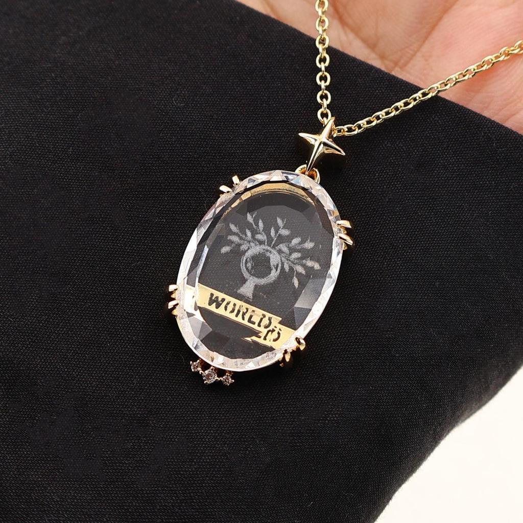 Vintage Sun & Moon Tarot Card Necklace - Cross-Border Crystal Pattern Sweater Chain (18K)