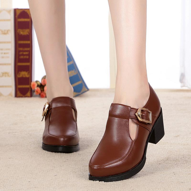 Fashion GKTINOO New 2024 Fashion Women Mary Janes High Heels For Ladies Work Shoes Platform Pumps Women Genuine Leather Shoes