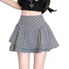 Plus Size Polka Dot High Waist A-Line Skirt for Women - Grey and Fluffy, Irregular Short Design for Summer