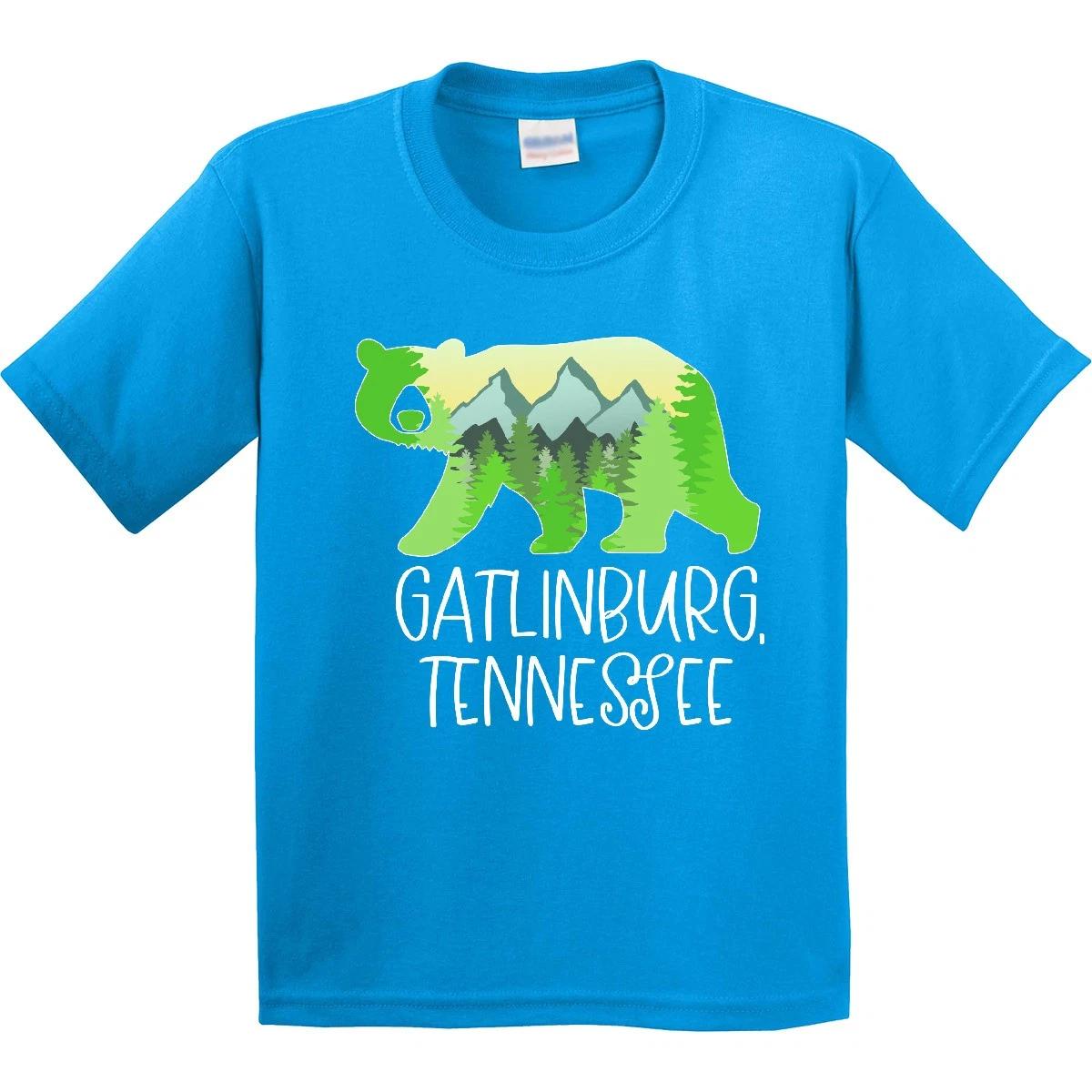 Inktastic Gatlinburg, Tennessee- Mountains And Bear Shape Youth T-Shirt State 100