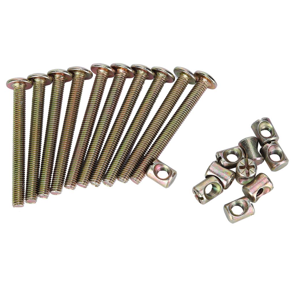 10 Pcs M6 Carbon Steel Furniture Bolts With Barrel Nuts Dowel Nut Connector Fastener