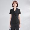 Ensemble jupe et veste à manches courtes gris - Uniforme professionnel pour réception d'hôtel, bureau, bijouterie