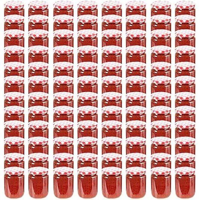 Jam Jars - VIDAXL - 230 Ml - Glass - White and Red Lid - 96 Pcs