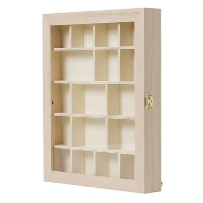 MégaCréa DIY - Wooden Display Case 17 Compartments 28 X 23 X 4 Cm