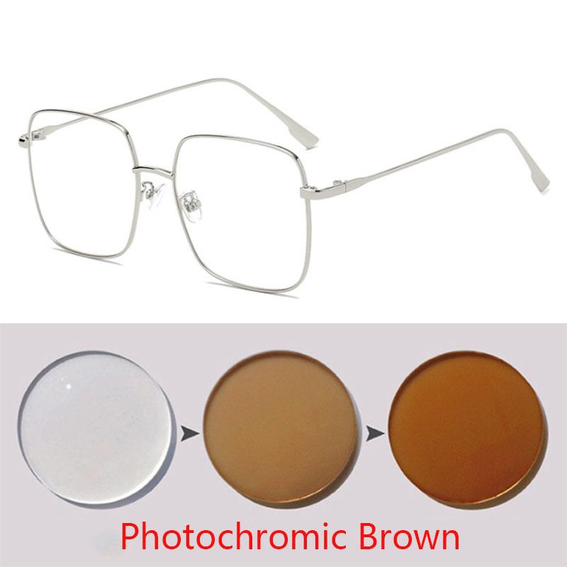 Big Frame Square Myopia Women Diopter Eyeglasses Metal Black Nearsighted Eyeglasses Prescription 0 -0.5 -0.75 To -6.0