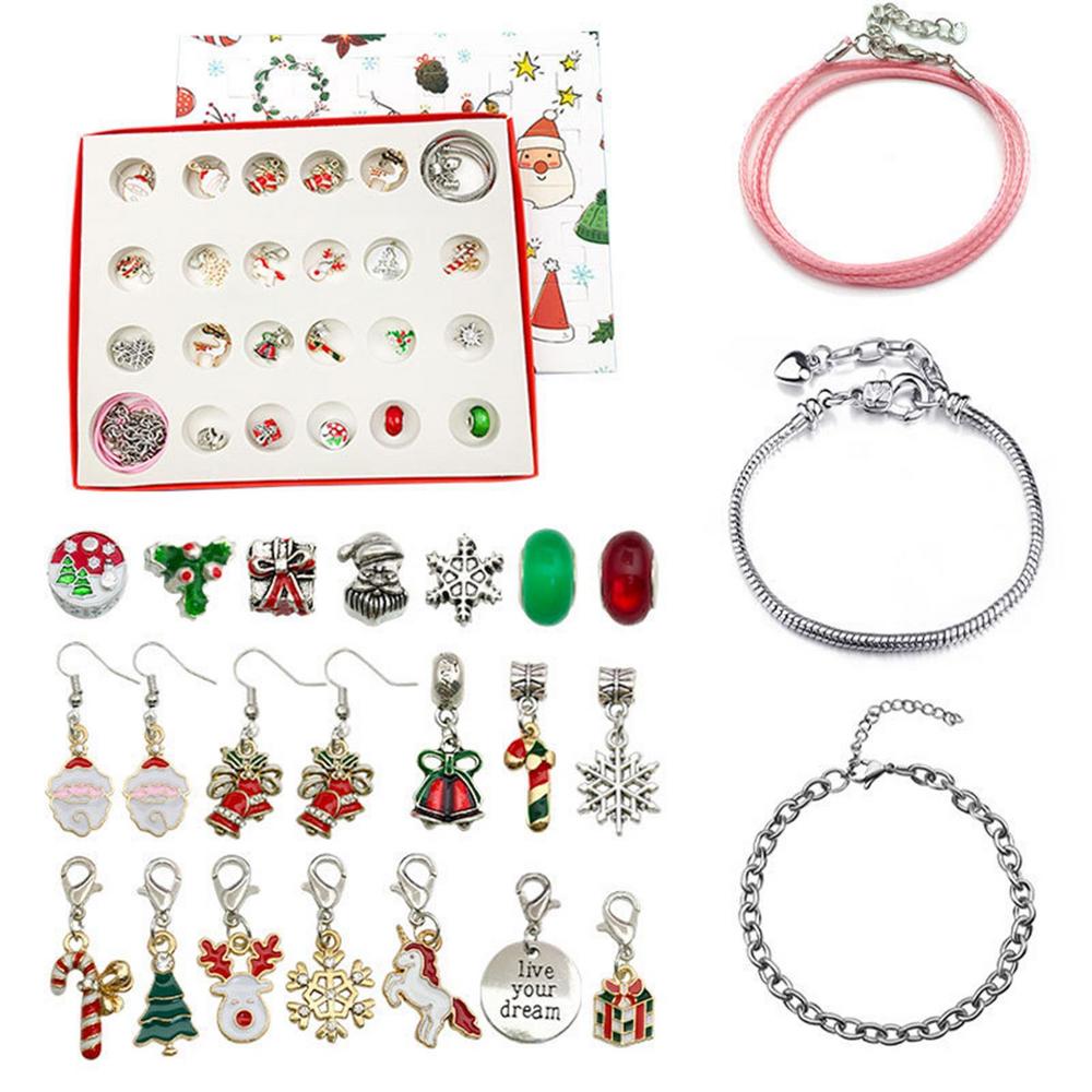 24 Tage Weihnachts-Countdown-Kalender Schmuckschatulle 2024 Weihnachts-Adventskalender Mädchen Armbänder Accessoires Für Neujahrsgeschenke