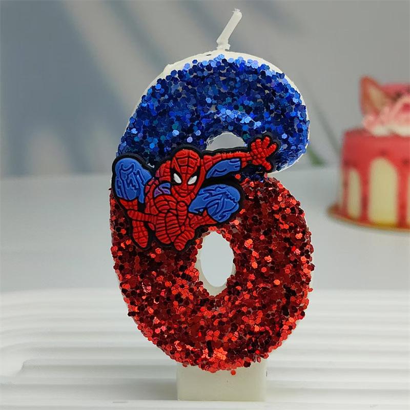 Creative Design Spider-Man Digital Birthday Candle Cake Party Decoration Handmade Cool Doll Birthday Candle