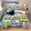 3pcs Handsome SpongeBob Quilt Cover Set (1 Quilt Cover + 2 Pillowcases Without Pillow Core), High-Definition Printing for Home and Dormitory.F020
