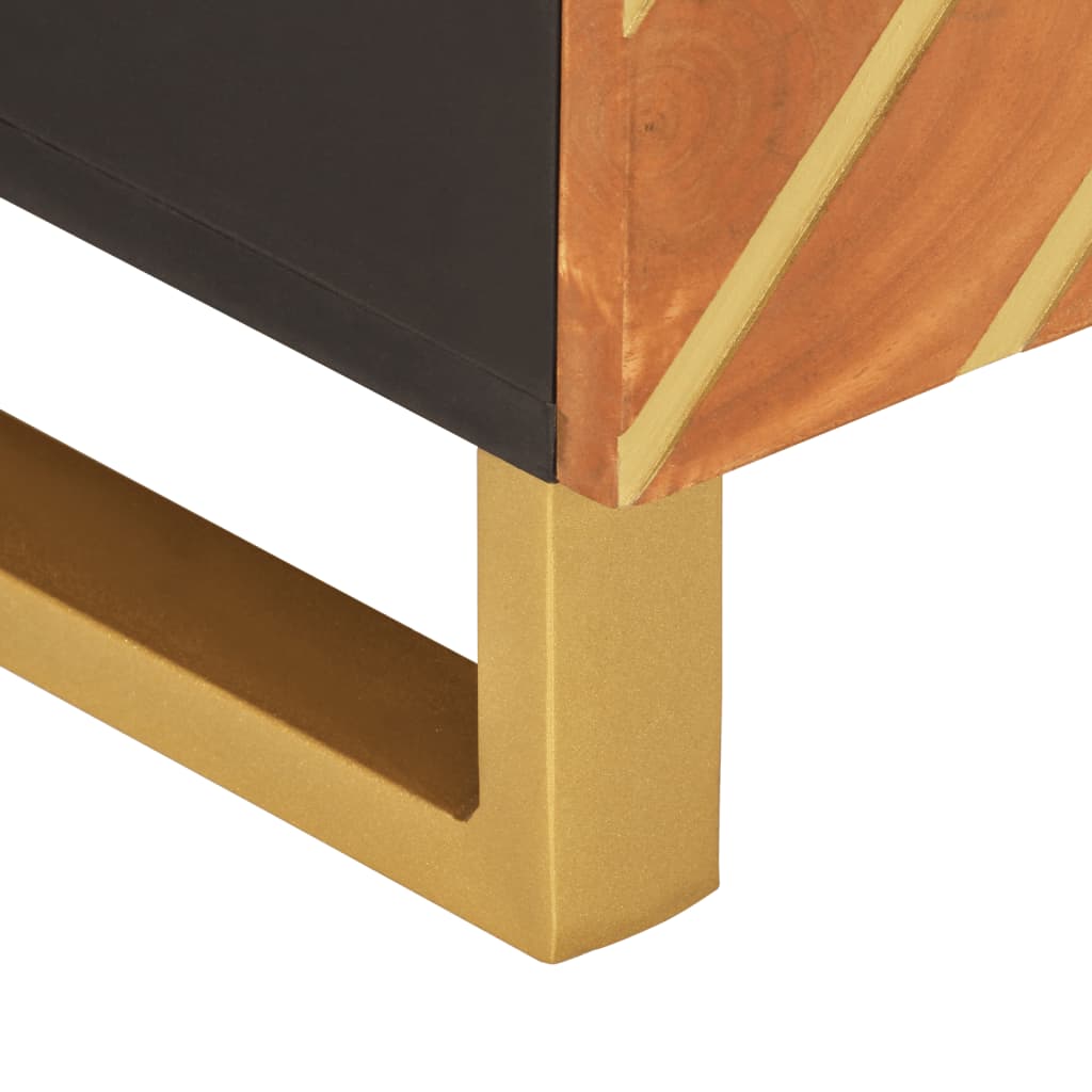  Coffee Table, Brown and Black, 80x50x40 Cm, Solid Mango Wood