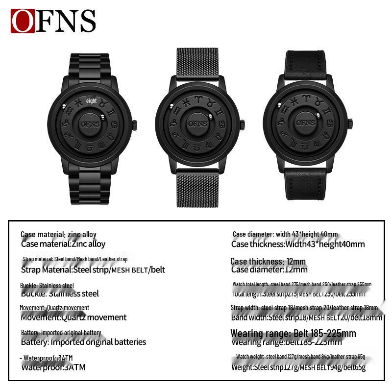 Oufanni Magnetic Levitation Men's Watch - Innovative Bezel-less Roller Ball Design