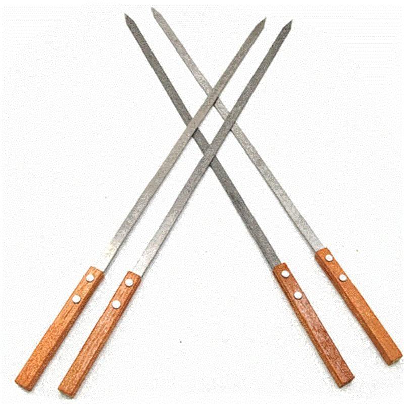 10 Stück lange dicke 40 50 60 cm Holzgriff BBQ-Nadel Fleischspieß BBQ-Grills Grillspieße Grillwerkzeuge Kebab-Spieße Werkzeuge