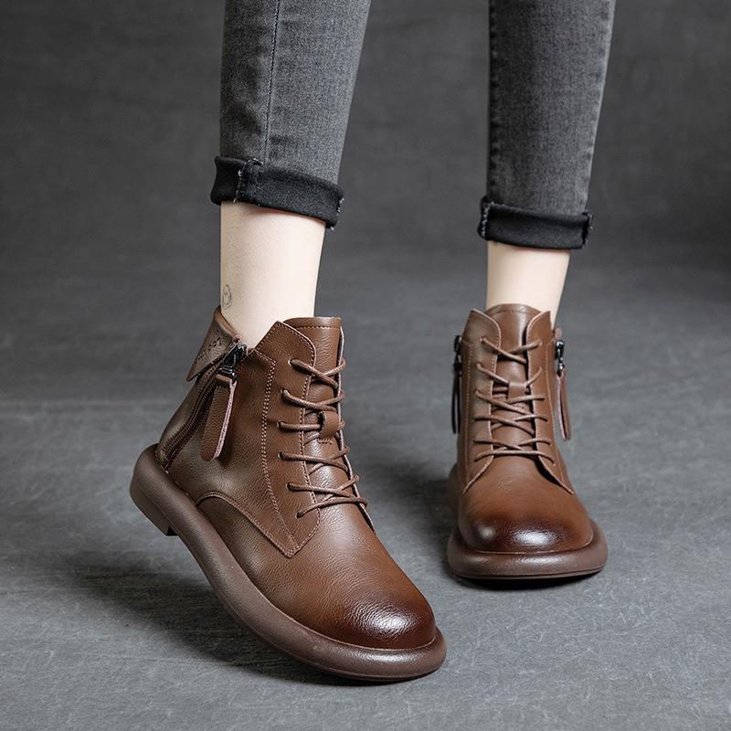 Plus-size Boots Women's Soft-soled Ankle Boots Flat Single Boots Rubber-soled Retro Low-top Shoes