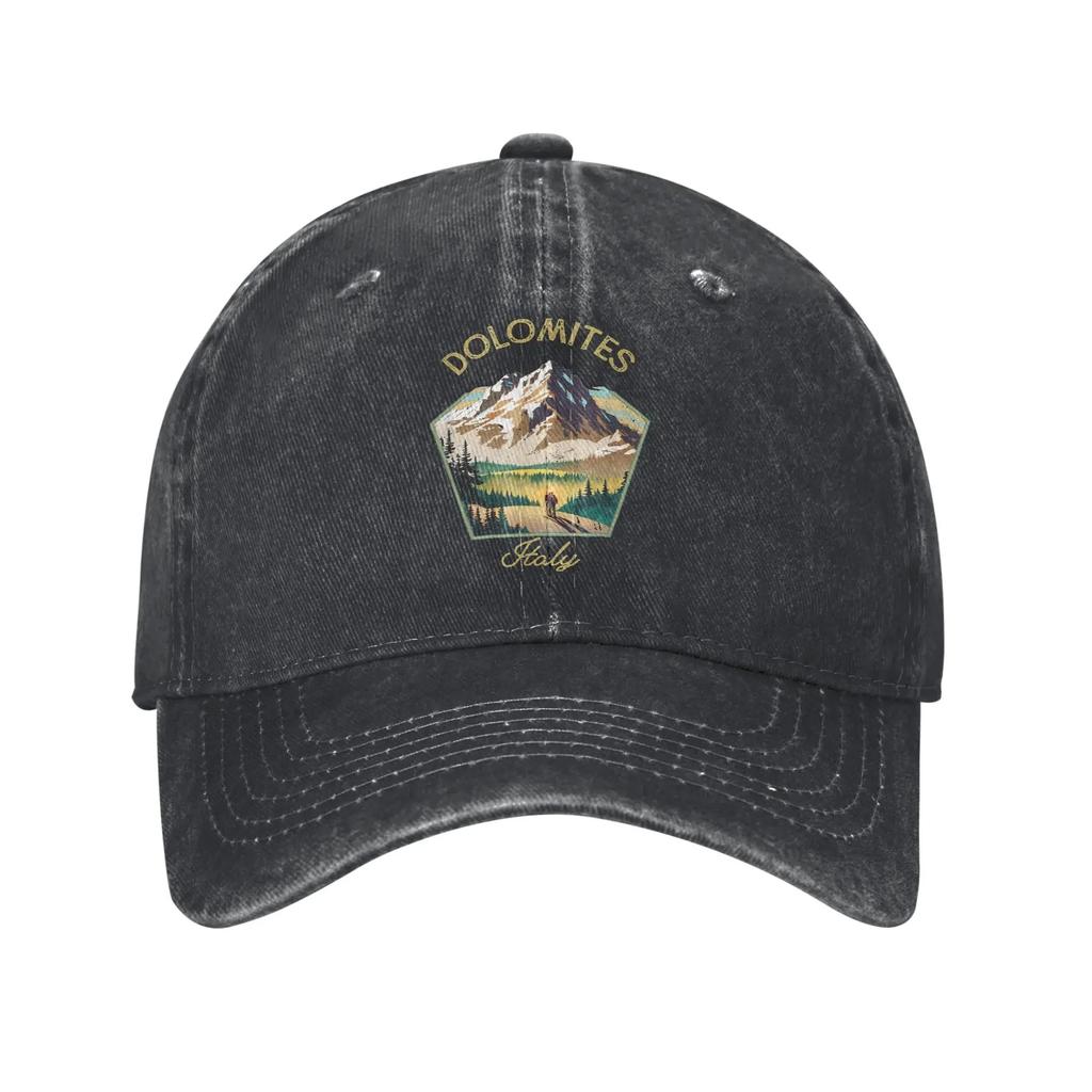 Dolomity Włochy Góry Czapka z daszkiem Retro Postarzana Bawełna Wspinaczka Turystyka Nakrycie głowy Unisex Outdoor Regulowane Dopasowanie Czapki Czapka