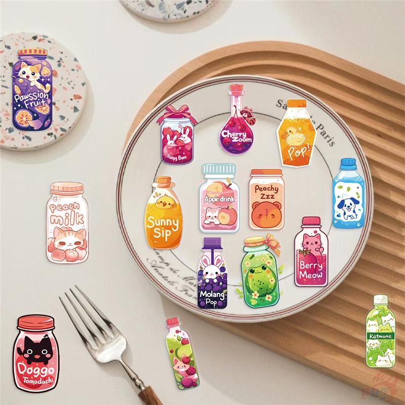 50Pcs/Set Funny Animals Juice Bottle Series 01 PET Stickers Waterproof DIY Fashion Doodle Decals Stickers