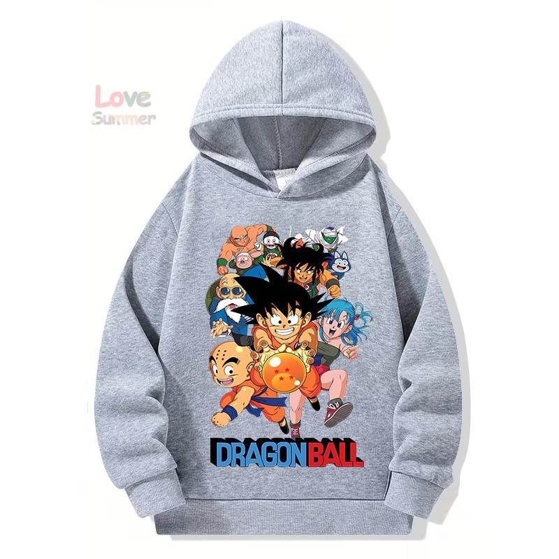 Kinder Hoodie DragonBall Kinderkleidung für Jungen Kleidung Goku Frühling Herbst Sweatshirts Jungen Cartoon Kleidung Hoodie 120 white