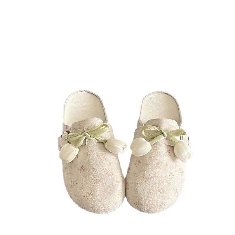 Retro women's new summer with skirt bag head half slippers women's casual shoes