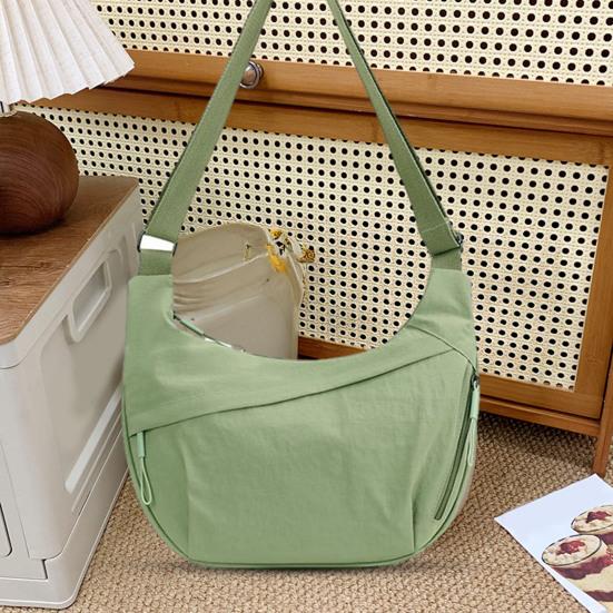 Einfarbige Hobo-Tasche, tragbare Halbmond-Umhängetasche mit Reißverschluss, Umhängetasche für Reisen, Büro, Einkaufen