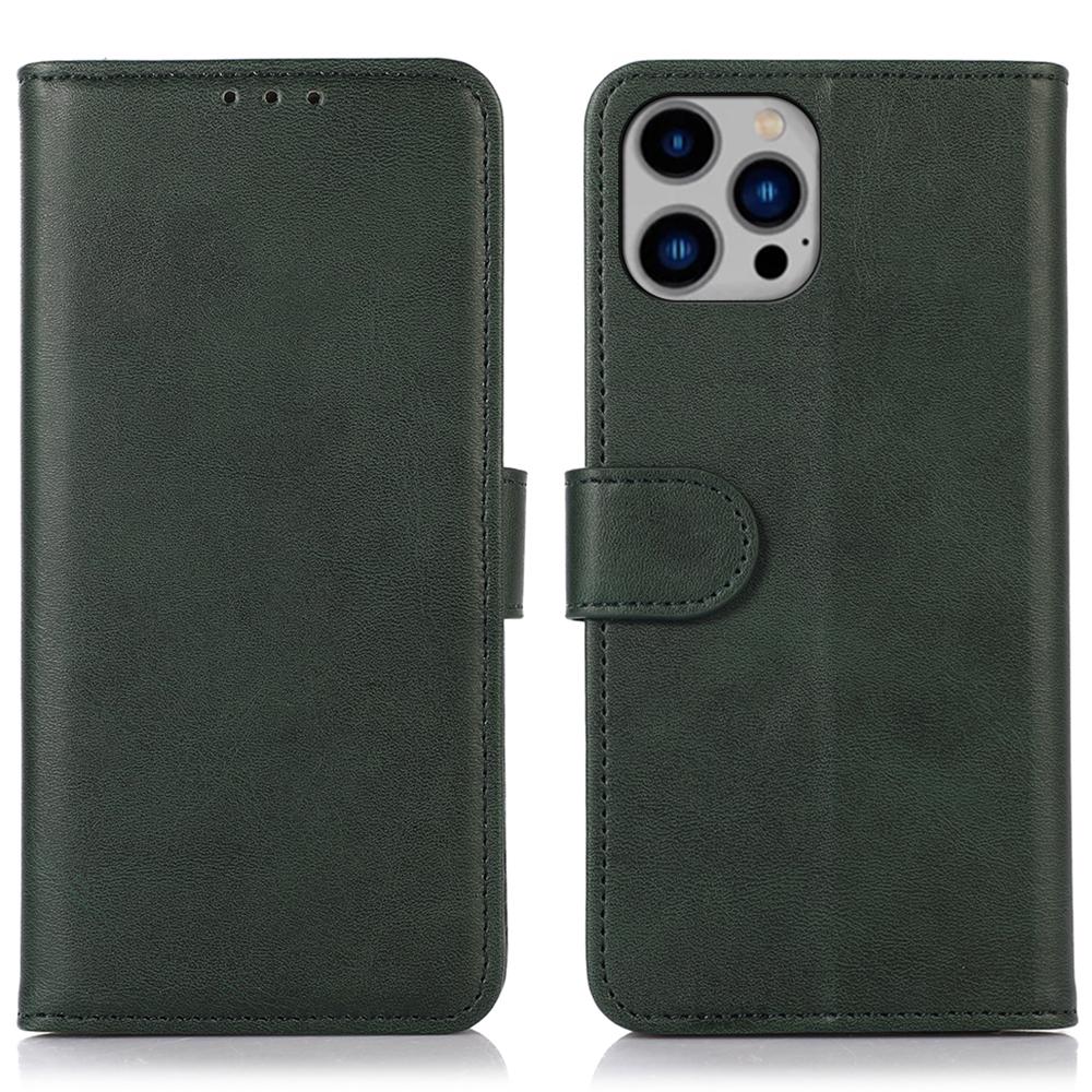 For iPhone 16 Pro Case Cowhide Texture Leather Wallet Phone Leather Cover