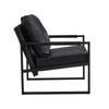 Poltrona da Lettura Nera con Struttura in Metallo Nero, Poltrona Moderna da Relax in Ecopelle, Divanetto Singolo per Soggiorno, Camera da Letto, Ufficio