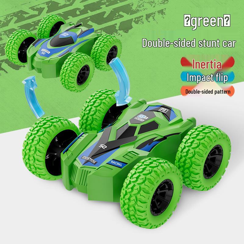 Inertia-Powered Double-Sided Stunt Car for Kids – Four-Wheel Drive Tumbling Toy