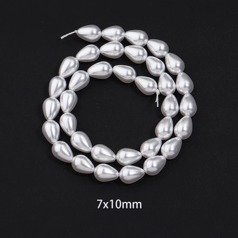 1 Strand Multisize Water Drop Shape Pearl Beads White Loose Spacer Glass Beads For DIY Charms Bracelet Necklace Jewery Accessory