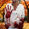Women's Long Sleeve Knit Cardigan with Halloween Print Button Front
