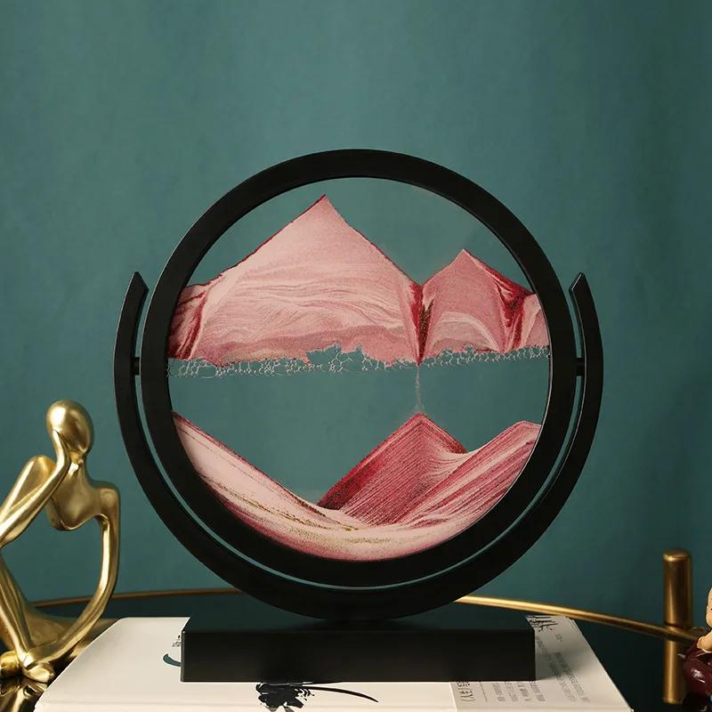 

Dynamic Moving Sand Timer Ornament, Hourglass Desktop Decor, Glass Art Dome, No Electricity Needed, Relaxing Home Office Gift