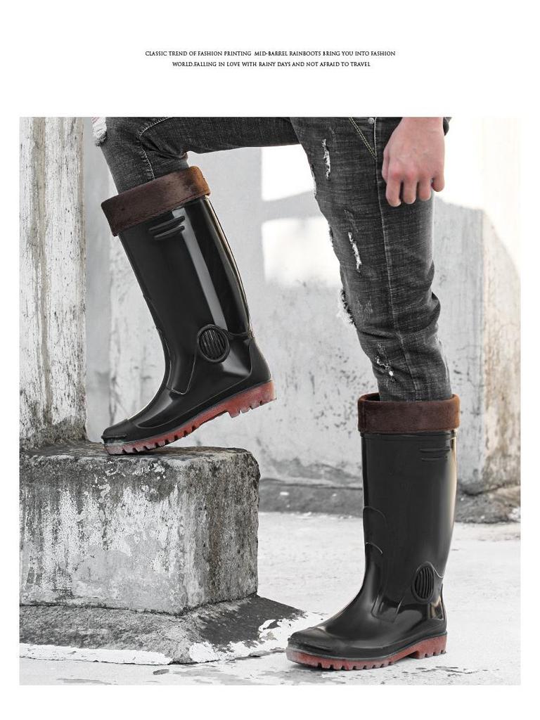 Herren Wasserdichte Rutschfeste High-Top Regenstiefel, Dicksohlig und Abriebfest für Angeln, Arbeit und Bergbau.