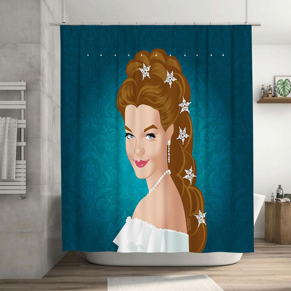 Unframed Elegant Floral Shower Curtain Vintage Botanical Pattern Waterproof Bathroom Decor Farmhouse Style Modern Home Textile A