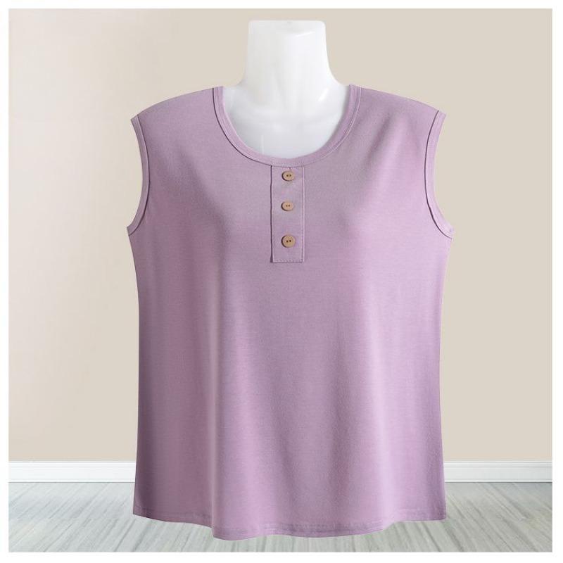 Женский летний свободный топ без рукавов большого размера, футболка без рукавов XL светло-фиолетовый