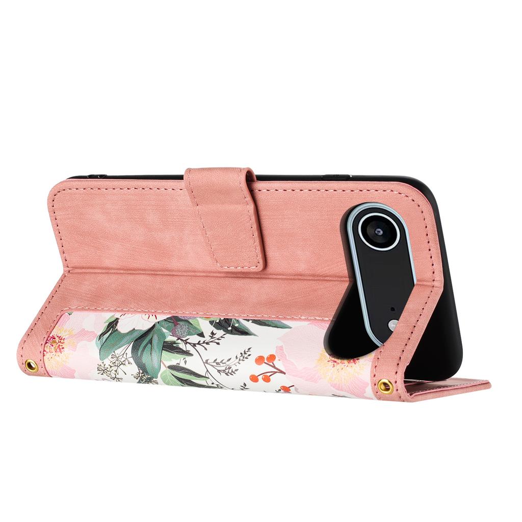 For iPhone 17 Air Case PU Leather Floral Phone Cover with Card Slots