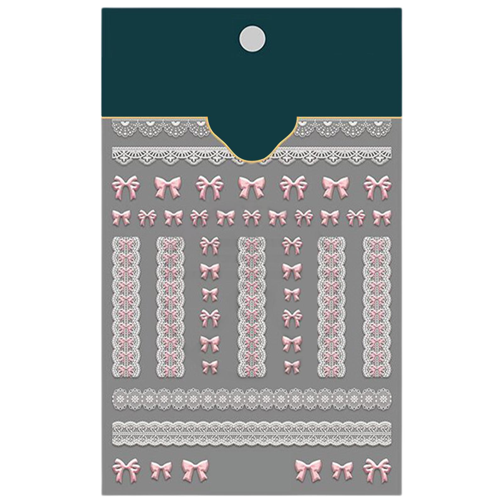 

Наклейки для дизайна ногтей с бантом, кружевные стразы, рельефные наклейки для дизайна ногтей, самоклеящиеся аксессуары для ногтей