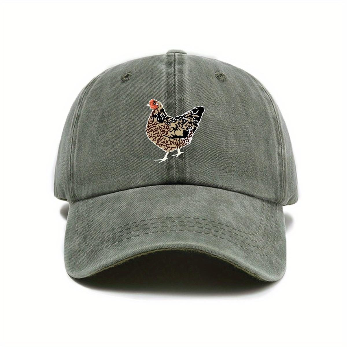 

Hen Print Baseball Cap Men Women Retro Flat Hat Adjustable Slouchy Design For Cycling Mountaineering Cozy Snapback Outdoor Cap