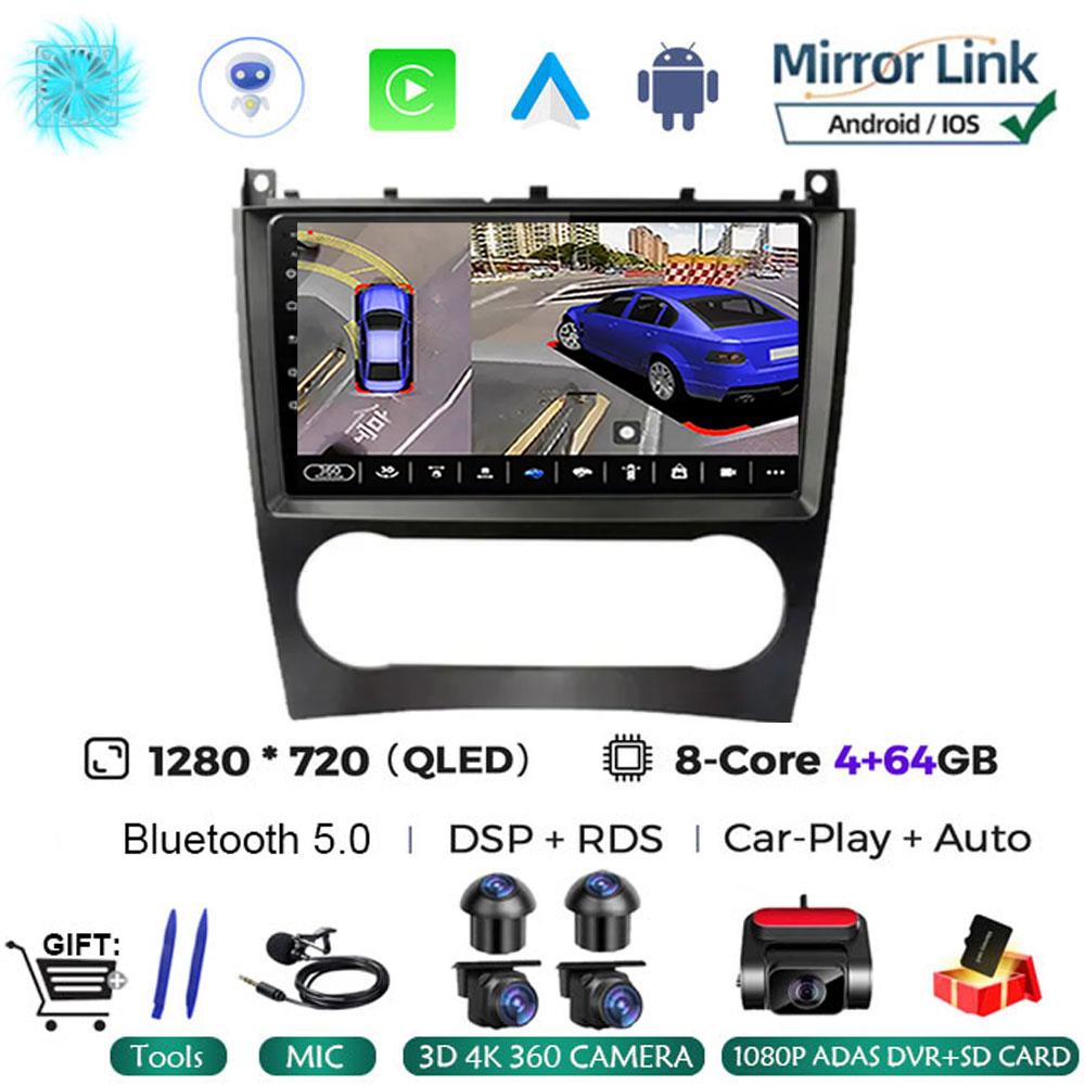 Android 14 For Mercedes Benz W203 W209 C180 C200 C220 C230 2005 - 2009 Car Radio Stereo Multimedia Navigation GPS Carplay AUTO