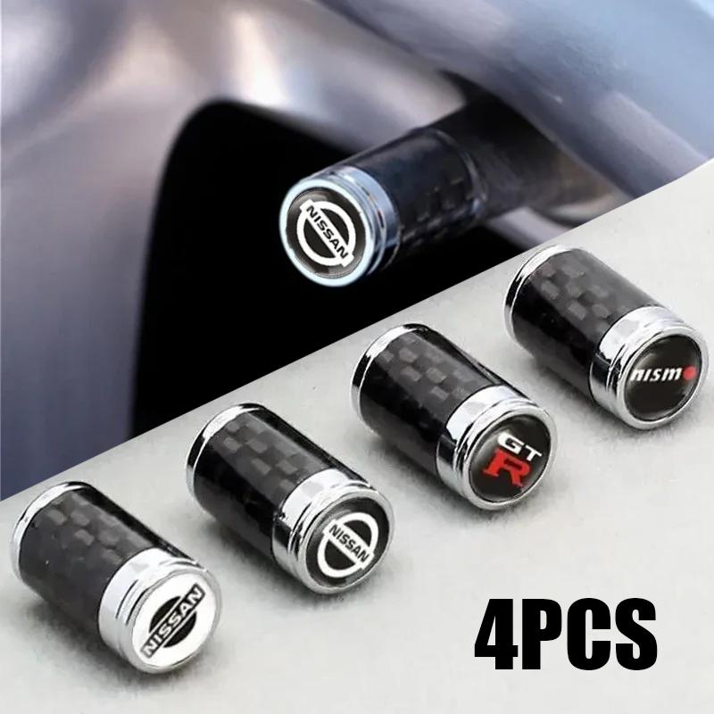 4pcs Carbon Fiber Car Tire Valve Caps for Nissan NISMO 370Z Altima Kicks MARCH NV200 QUEST Patrol Teana Decoration SS33
