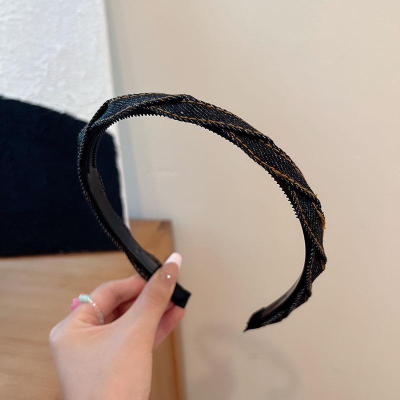 

Шикарный плетеный ободок для волос из джинсовой ткани, нескользящие зубчатые повязки на голову для женщин и девушек, повседневные головные уборы для умывания, нарядные головные уборы