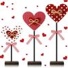 Valentine's Day Wooden Heart-Shaped Ornaments with Table Stands Decorative Wooden Signs for Wedding Festival Photo Props