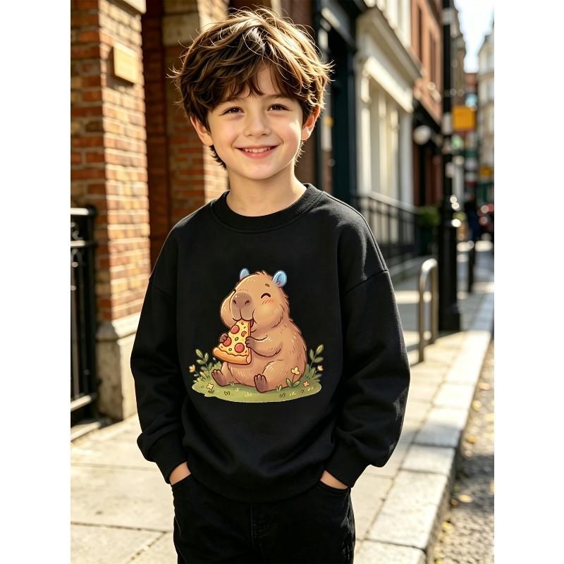 1pc Pizza Bunny: A Bunny'S Delightful Pizza Adventure Boys' Crewneck Sweatshirt,