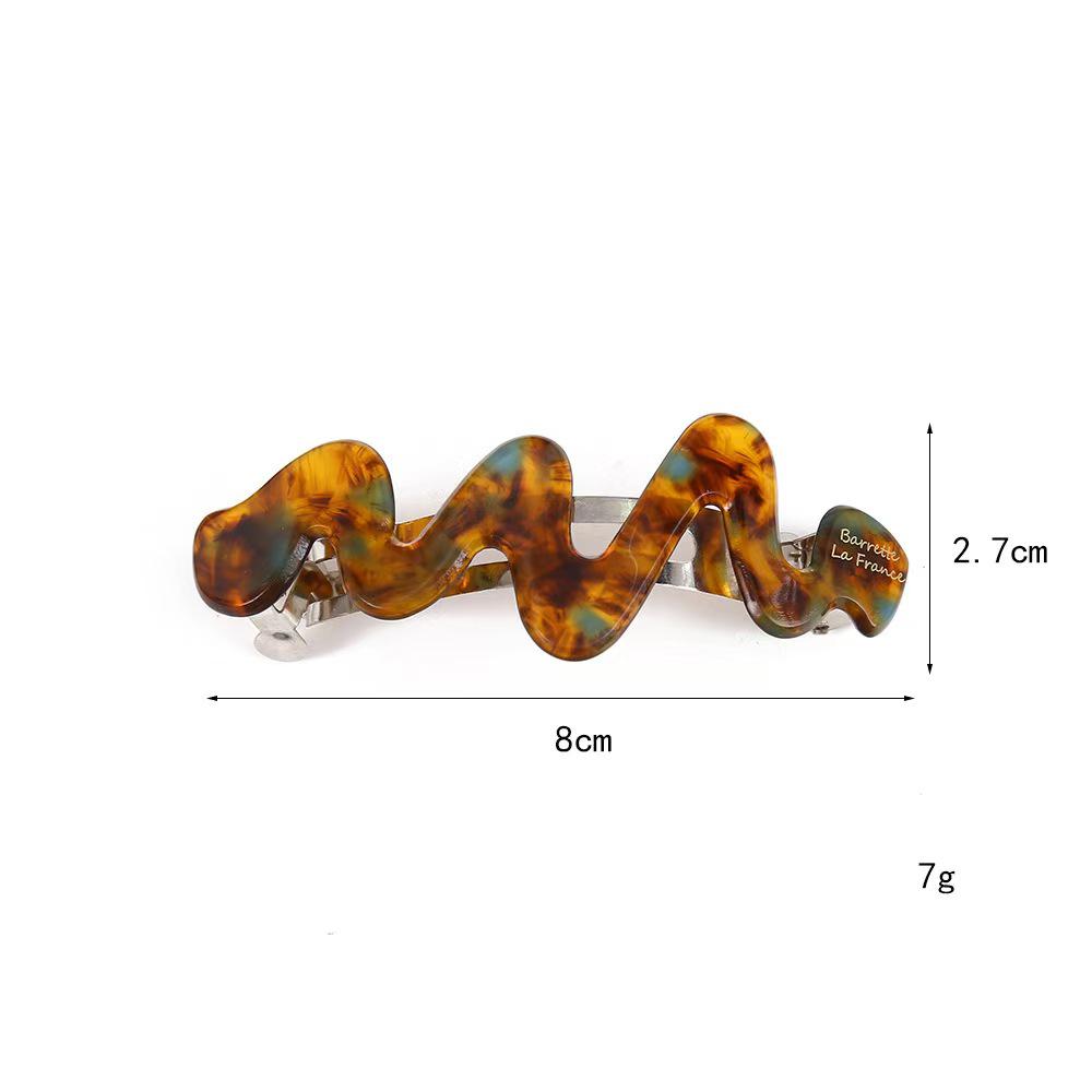 Koreanisches Temperament Hochwertige Goldmarke Unregelmäßige Kurve Acetat Feder Haarspange für Pferdeschwänze