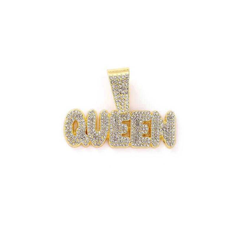 Full Diamond Letter King Pendant Hip Hop Cuban Necklace Hipster Personality Round Necklace Men S Accessories