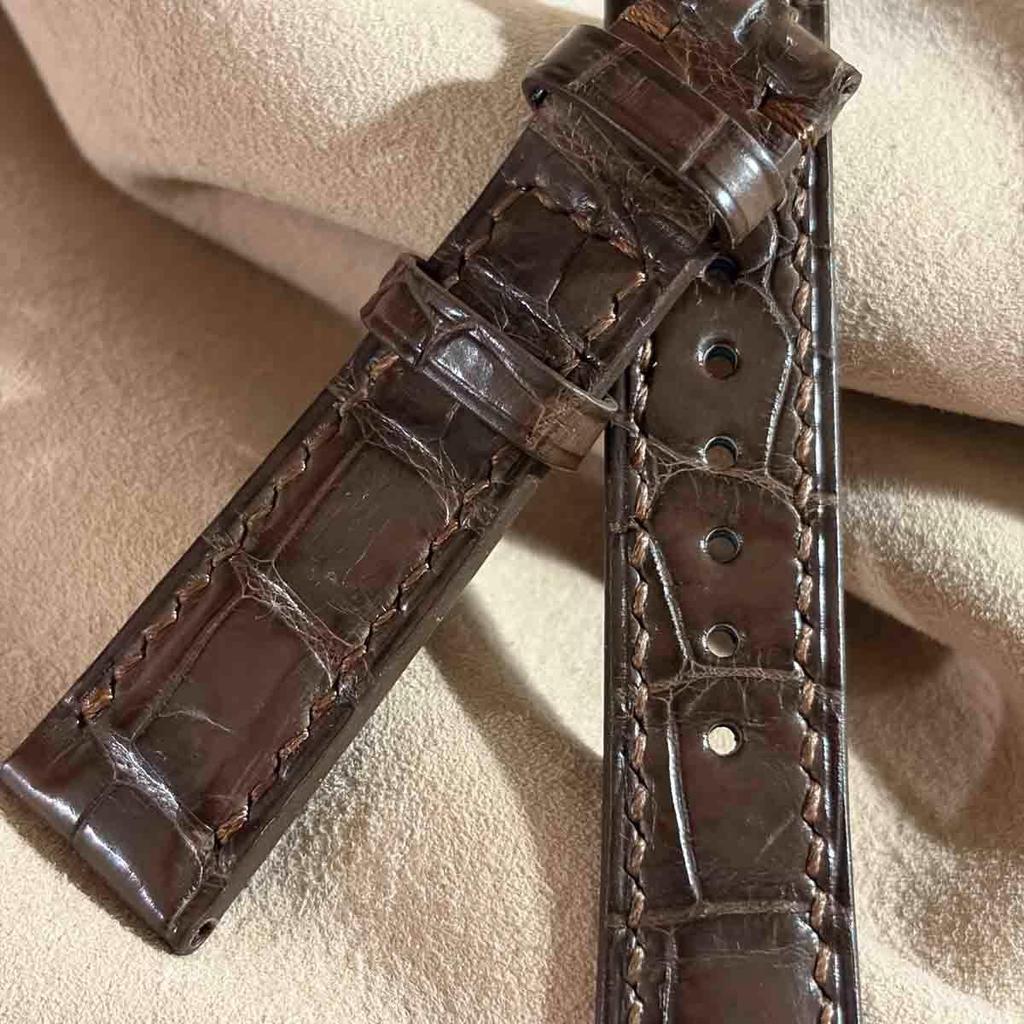 Used cro-2128 Crocodile watch strap brown (lug width 19 mm - buckle width 16 mm)