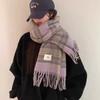 New Lazy Plaid Scarf Women's Autumn and Winter Korean Atmosphere Shawl Thickened Warm Scarf Fashionable and Versatile