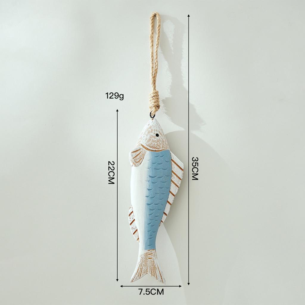 Mediterranean Retro Wooden Fish Skewers Hanging in The Ocean Fengxiang Villagers' Tavern Restaurant Wall Art Decorations