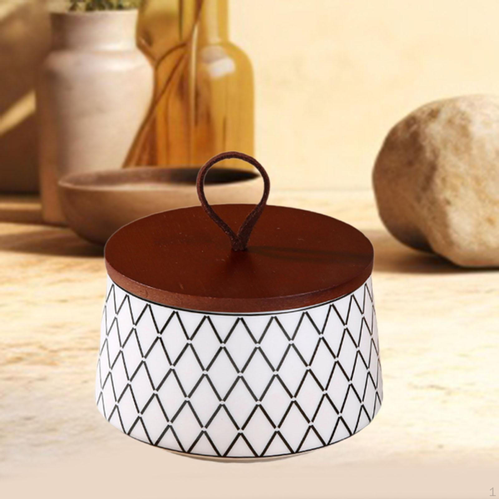 

Керамическая банка для хранения продуктов питания и ручка, декоративная банка для чая, для зерновых закусок, домашних животных Grid