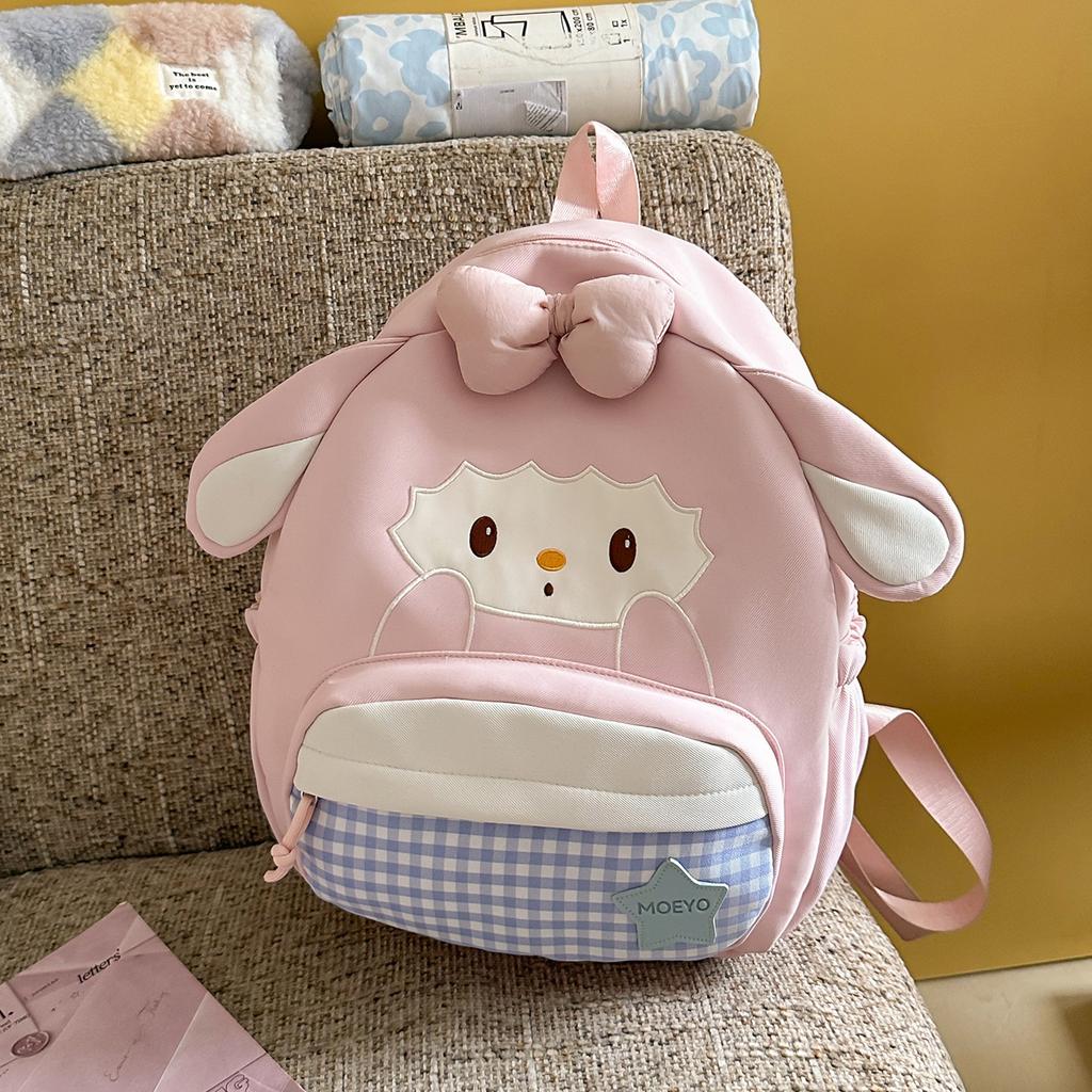 Schoolbag Japanese Ins Soft and Cute Childlike Lamb Backpack Primary School Students Holiday Sweet Travel Clock In Small Backpack