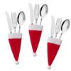 Merry Christmas  Tableware Bag Holder Christmas Hat Fork Knife Cutlery Bag Christmas Decorations for Home Decoration Maison