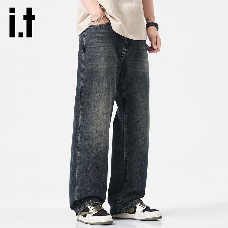 Izzue It Men's Loose Fit High Street Retro Denim Jeans